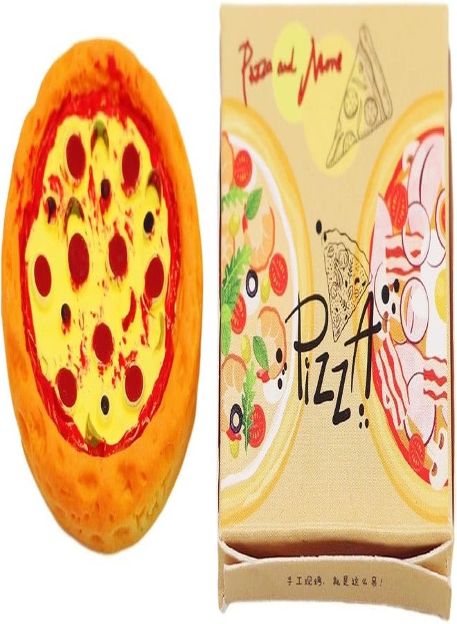 Jizlan 1 Set Miniature Pizza Box, 1:6 & 1:12 Scale Realistic Dollhouse Food Model Set, Yellow Resin Doll House Furniture Supplies for Pretend Play Kitchen - Image 1